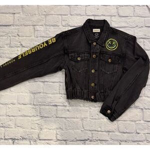 Salty Savage x Mono B ‘Be Yourself’ Cropped Denim Jacket in Black Size Medium